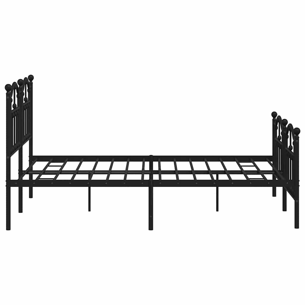 Cadre de lit métal sans matelas avec pied de lit noir 140x190cm - XIOS