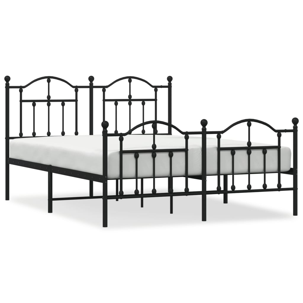 Cadre de lit métal sans matelas avec pied de lit noir 140x200cm - XIOS
