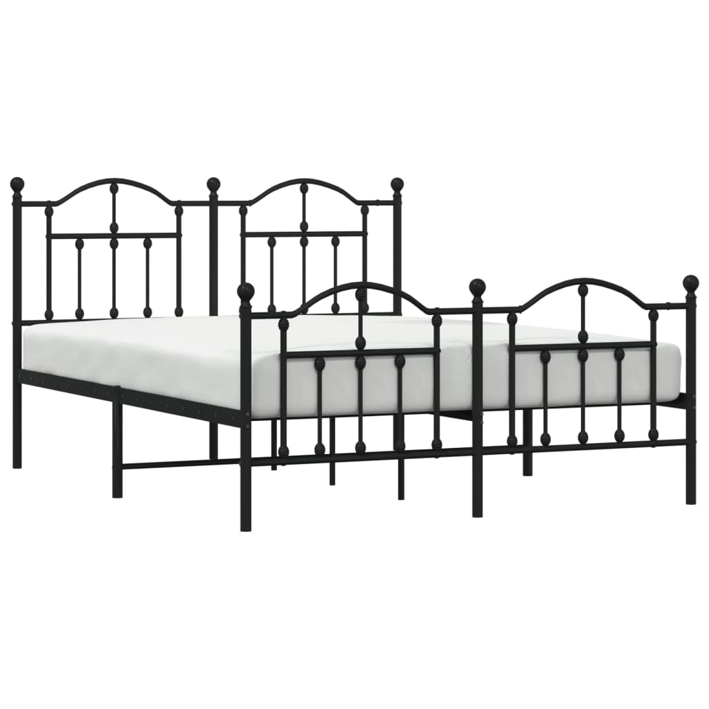 Cadre de lit métal sans matelas avec pied de lit noir 140x200cm - XIOS