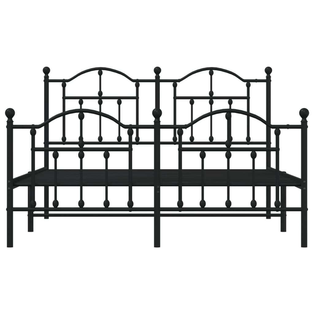 Cadre de lit métal sans matelas avec pied de lit noir 140x200cm - XIOS