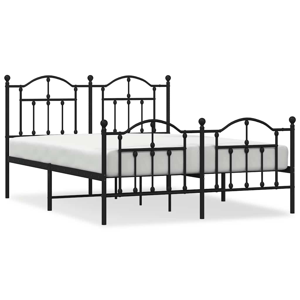 Cadre de lit métal sans matelas avec pied de lit noir 150x200cm - XIOS