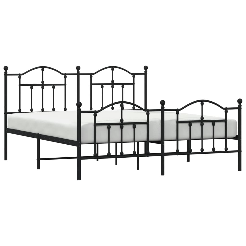 Cadre de lit métal sans matelas avec pied de lit noir 180x200cm - XIOS