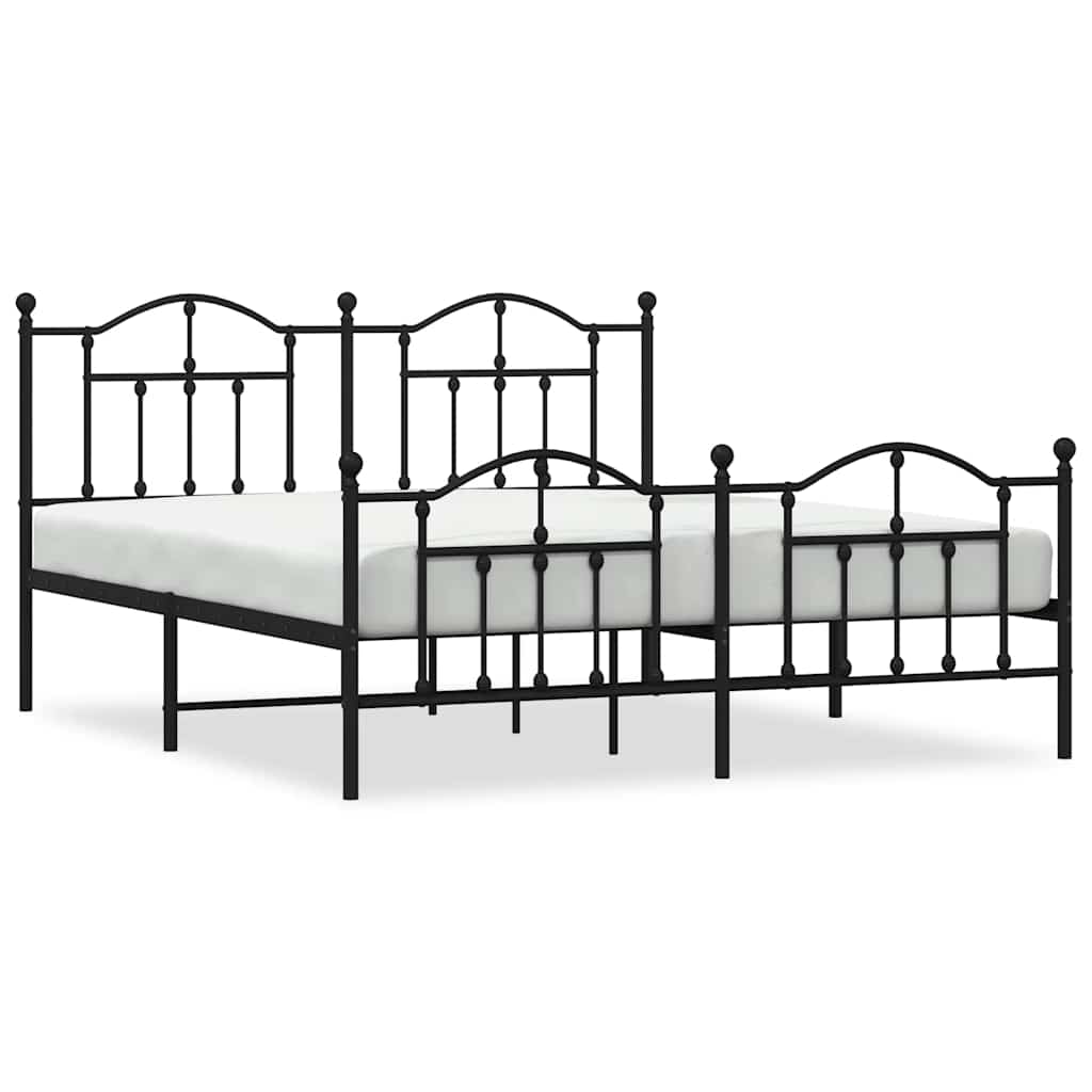Cadre de lit métal sans matelas avec pied de lit noir 183x213cm - XIOS