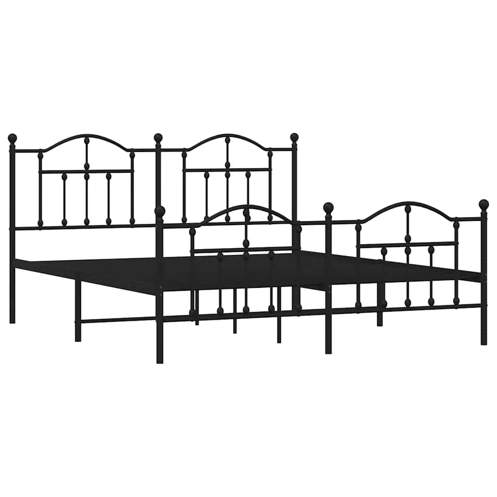 Cadre de lit métal sans matelas avec pied de lit noir 183x213cm - XIOS