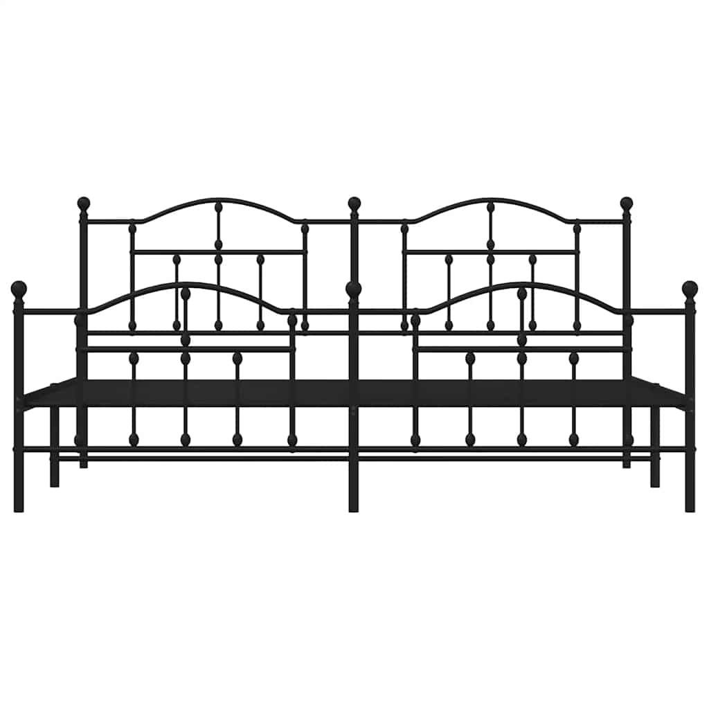 Cadre de lit métal sans matelas avec pied de lit noir 193x203cm - XIOS