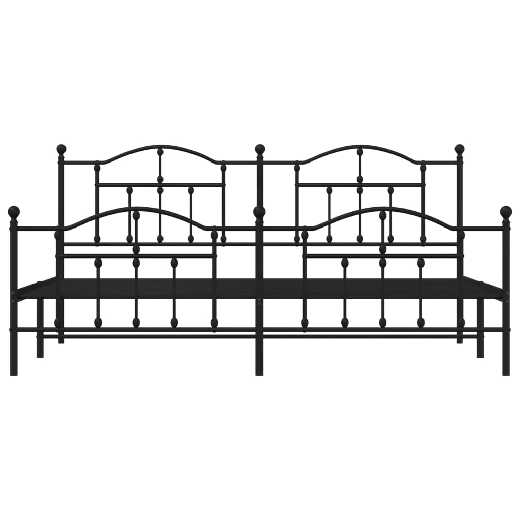 Cadre de lit métal sans matelas avec pied de lit noir 200x200cm - XIOS