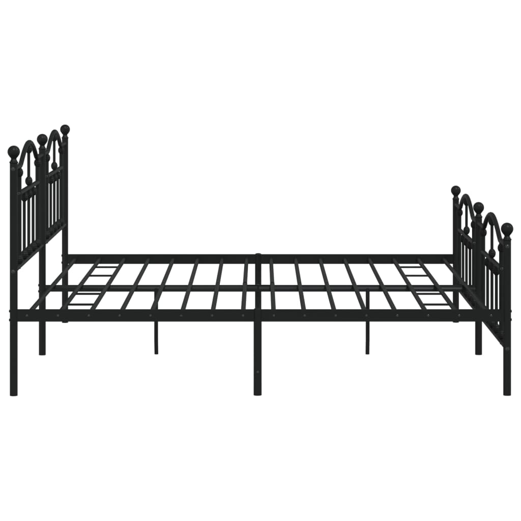 Cadre de lit métal sans matelas avec pied de lit noir 200x200cm - XIOS