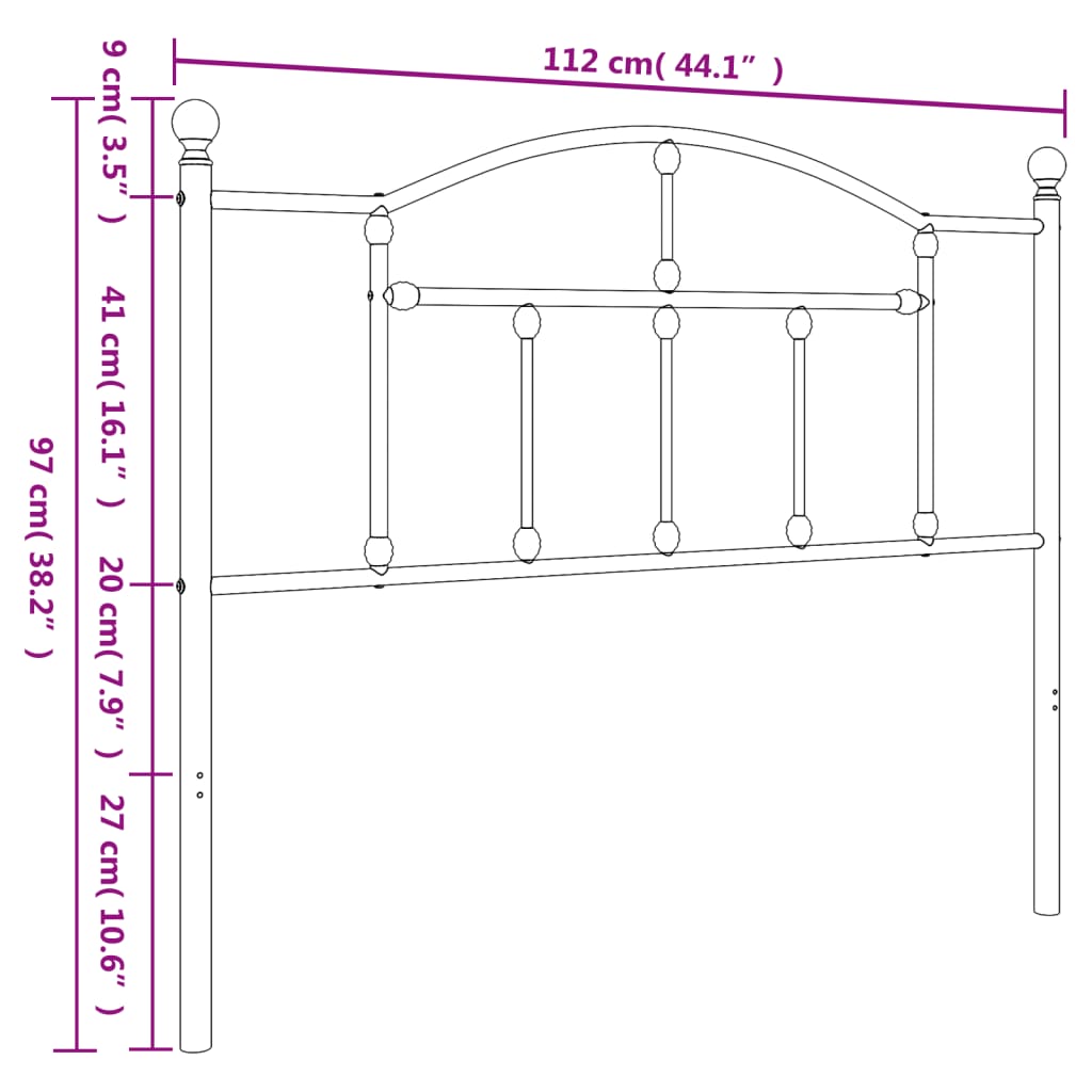 Tête de lit métal noir 107 cm - XIOS