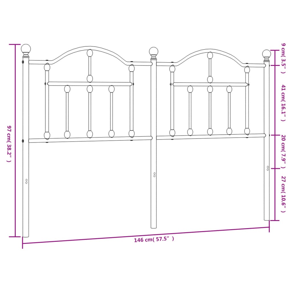 Tête de lit métal noir 140 cm - XIOS