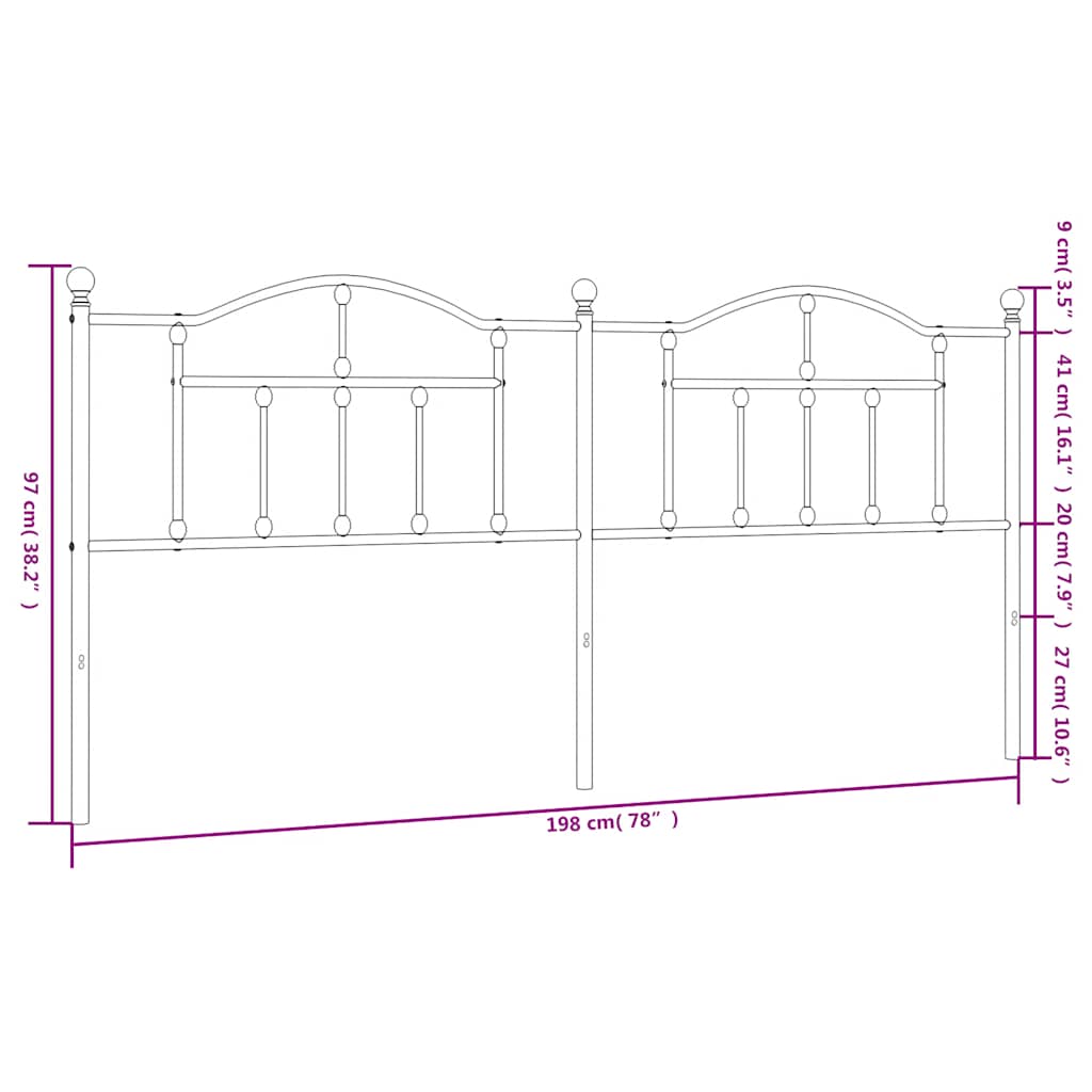 Tête de lit métal noir 193 cm - XIOS