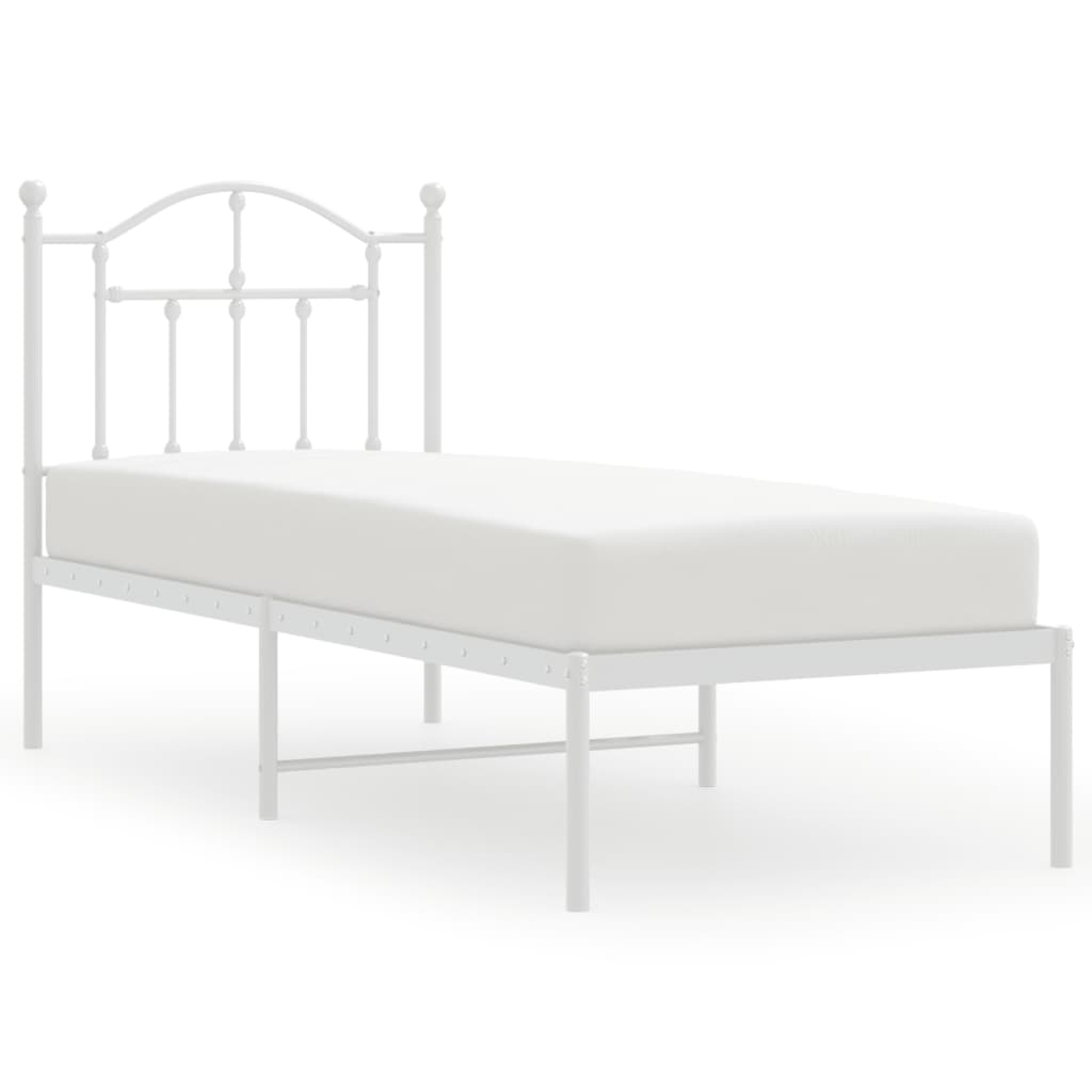 Cadre de lit métal sans matelas avec tête de lit blanc 75x190cm - XIOS