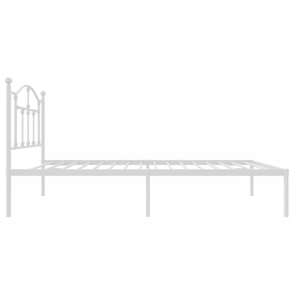 Cadre de lit métal sans matelas avec tête de lit blanc 75x190cm - XIOS