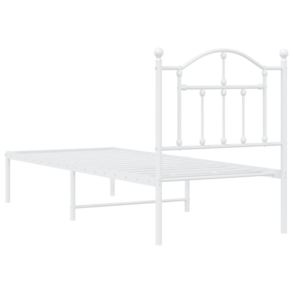 Cadre de lit métal sans matelas avec tête de lit blanc 75x190cm - XIOS