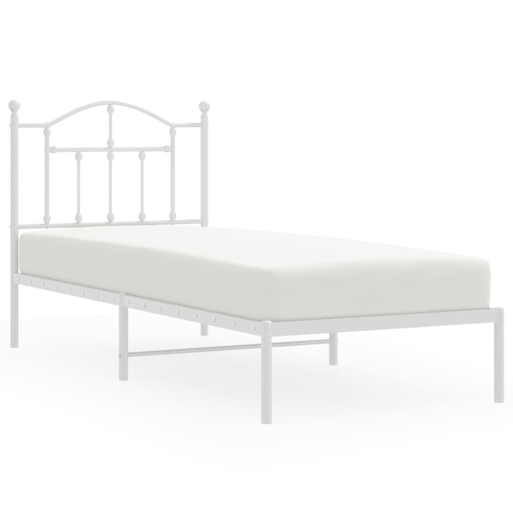 Cadre de lit métal sans matelas avec tête de lit blanc 80x200cm - XIOS
