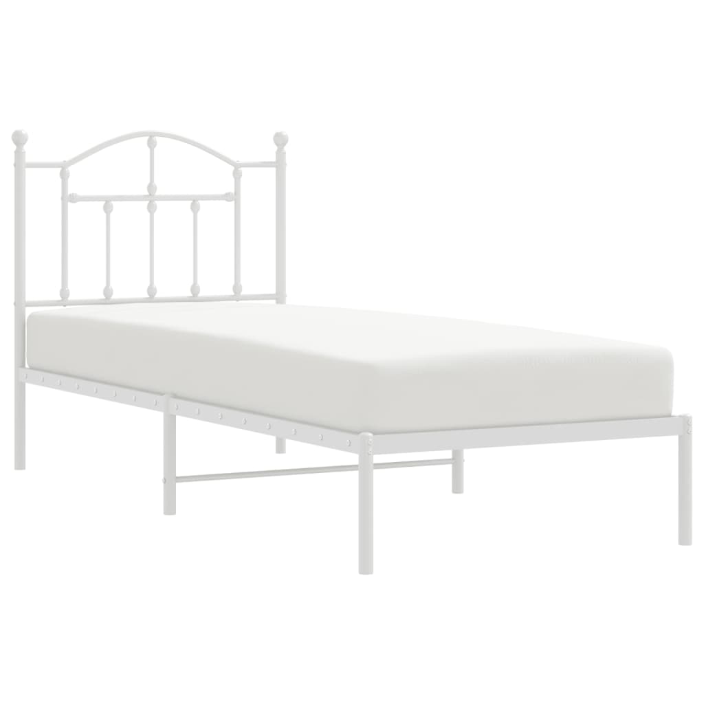 Cadre de lit métal sans matelas avec tête de lit blanc 90x190cm - XIOS