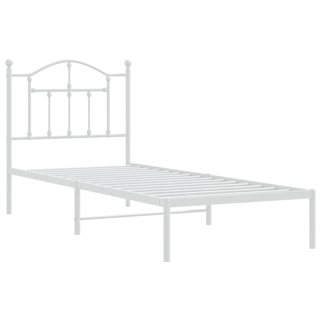 Cadre de lit métal sans matelas avec tête de lit blanc 90x200cm - XIOS
