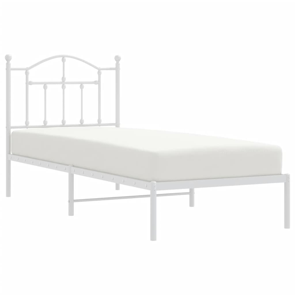 Cadre de lit métal sans matelas avec tête de lit blanc 90x200cm - XIOS