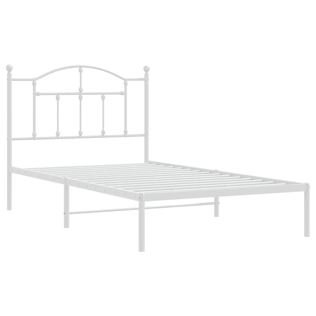 Cadre de lit métal sans matelas et tête de lit blanc 100x190 cm - XIOS