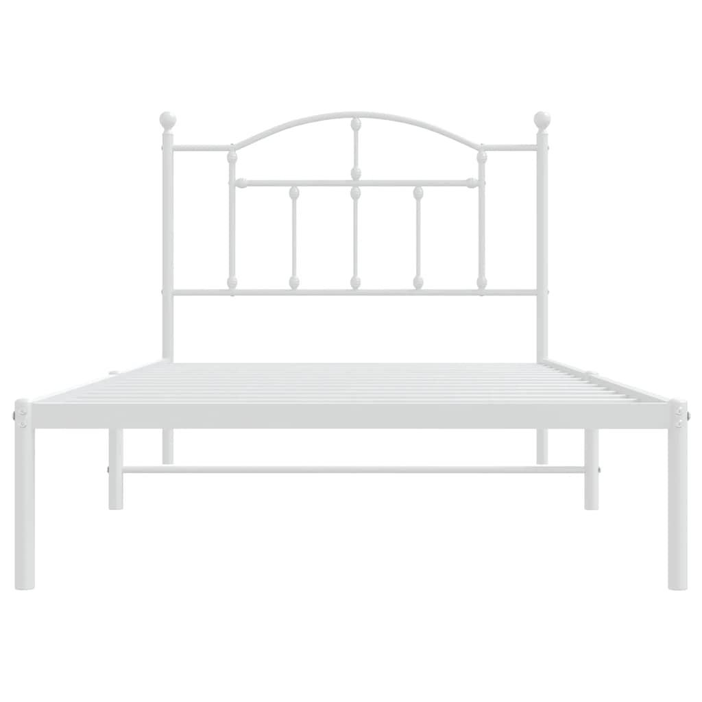 Cadre de lit métal sans matelas et tête de lit blanc 100x190 cm - XIOS