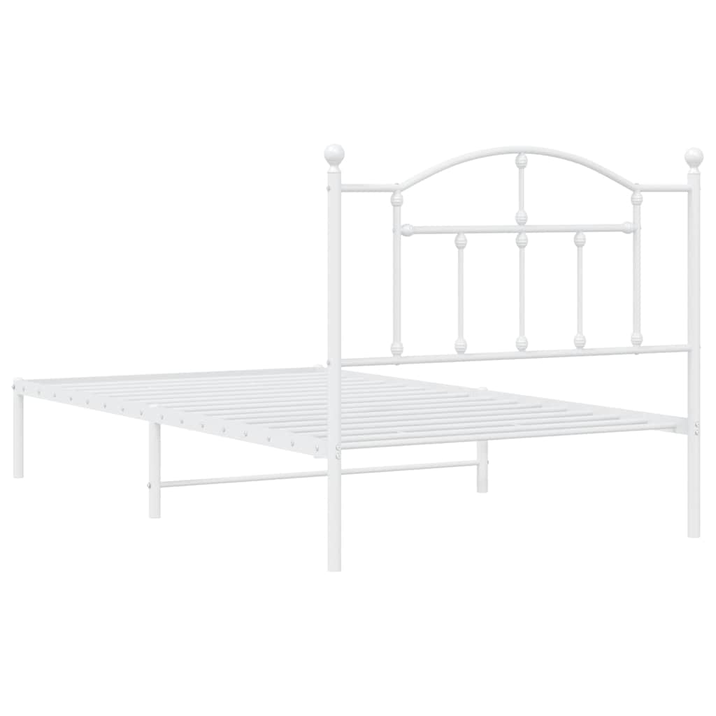 Cadre de lit métal sans matelas et tête de lit blanc 100x190 cm - XIOS