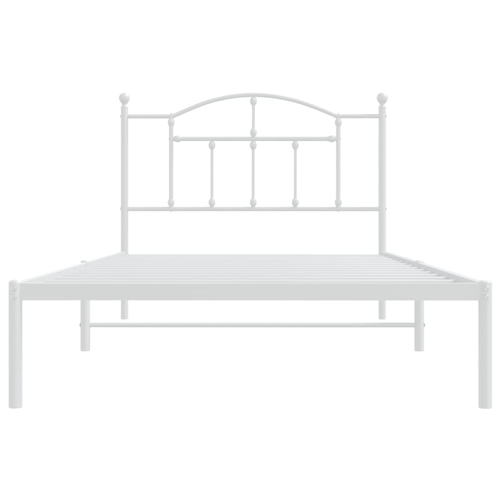 Cadre de lit métal sans matelas et tête de lit blanc 107x203 cm - XIOS