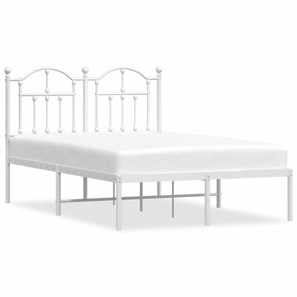Cadre de lit métal sans matelas et tête de lit blanc 120x190 cm - XIOS