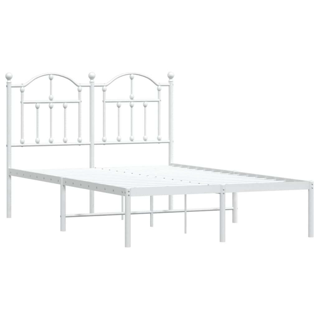 Cadre de lit métal sans matelas et tête de lit blanc 120x200 cm - XIOS
