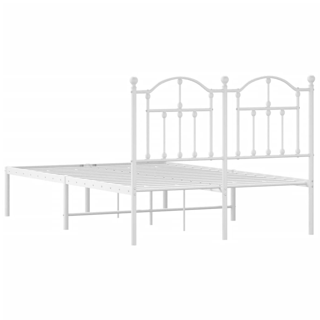 Cadre de lit métal sans matelas et tête de lit blanc 120x200 cm - XIOS