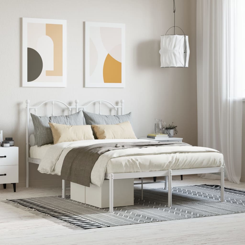Cadre de lit métal sans matelas et tête de lit blanc 120x200 cm - XIOS