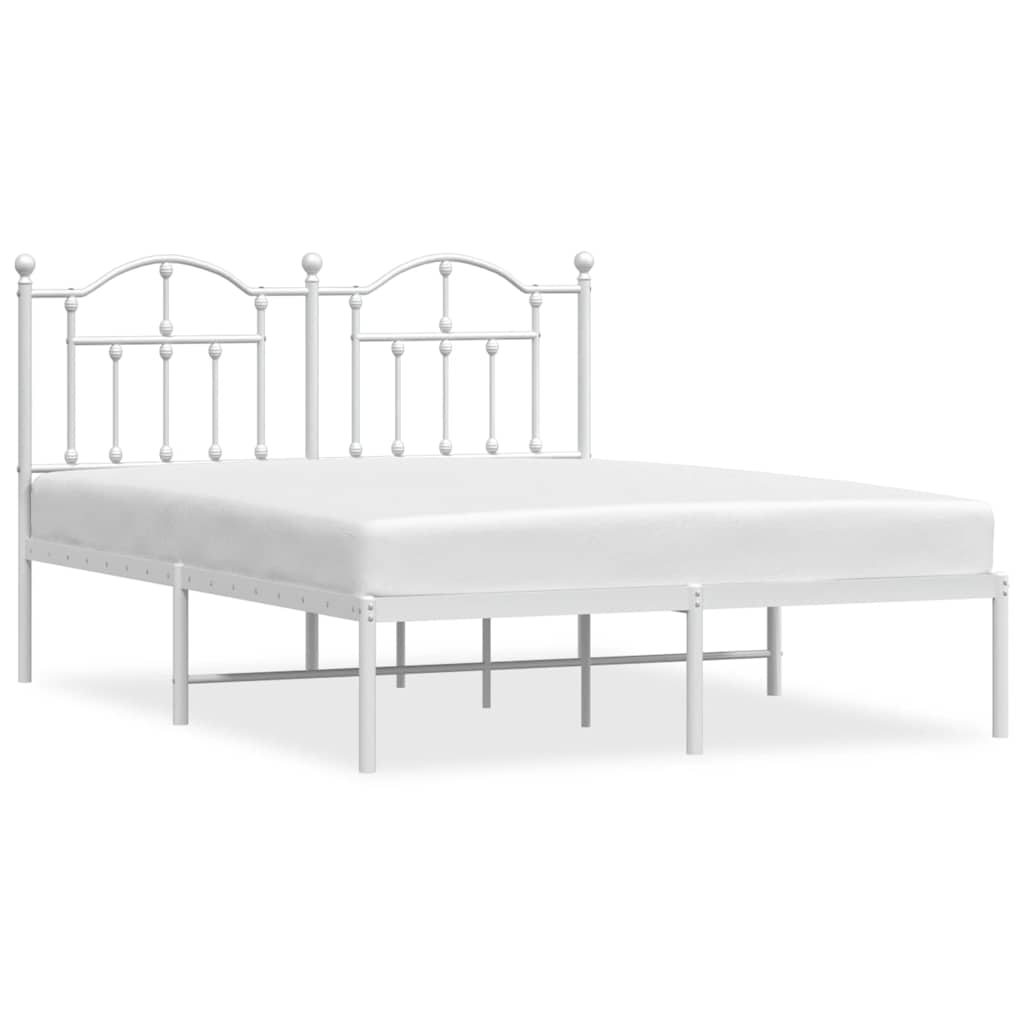 Cadre de lit métal sans matelas et tête de lit blanc 135x190 cm - XIOS