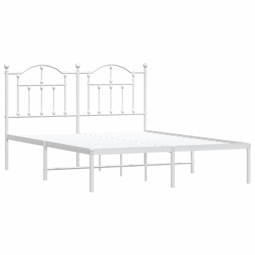 Cadre de lit métal sans matelas et tête de lit blanc 135x190 cm - XIOS