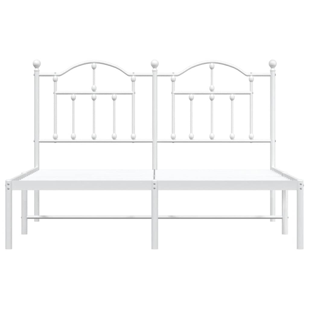 Cadre de lit métal sans matelas et tête de lit blanc 135x190 cm - XIOS