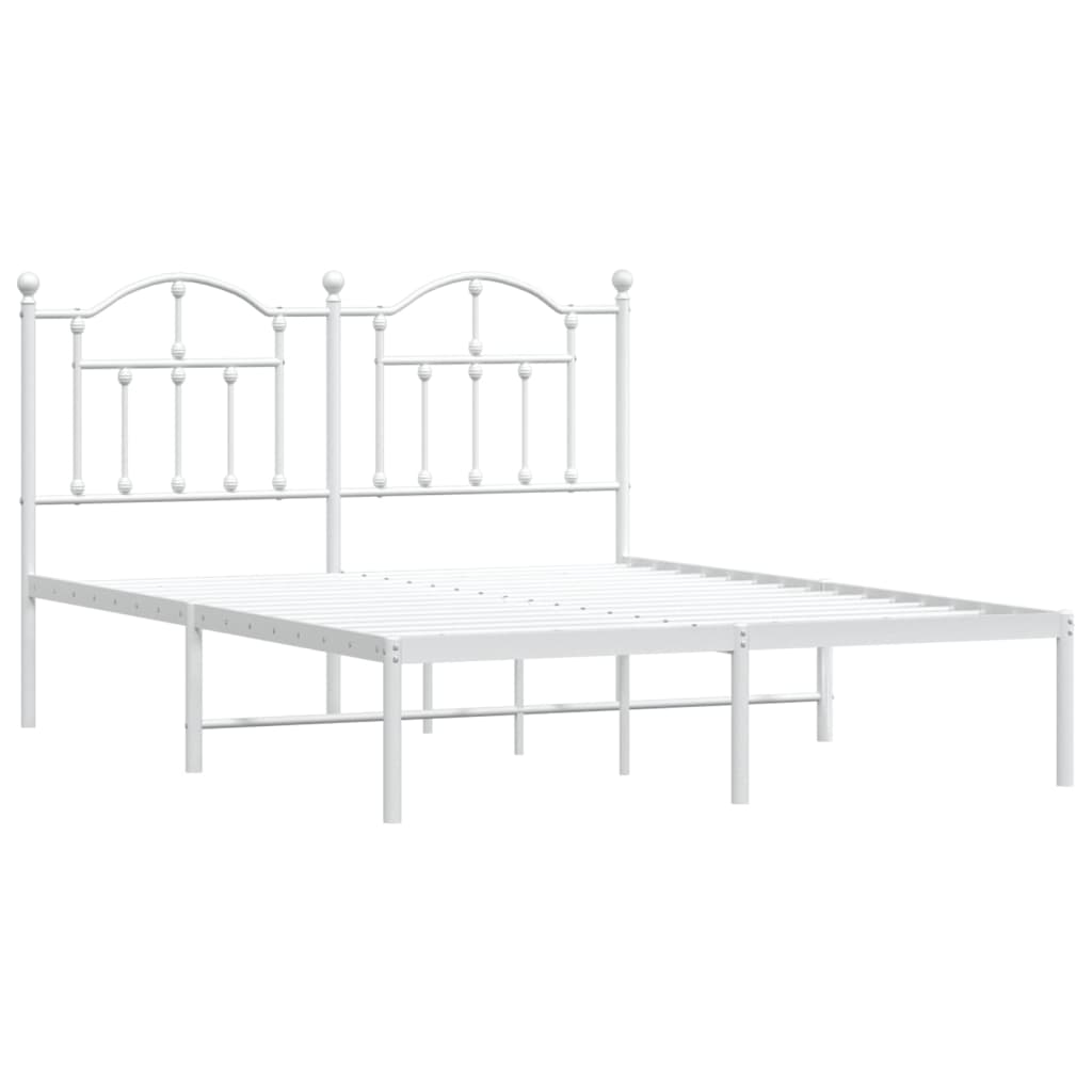 Cadre de lit métal sans matelas et tête de lit blanc 140x190 cm - XIOS