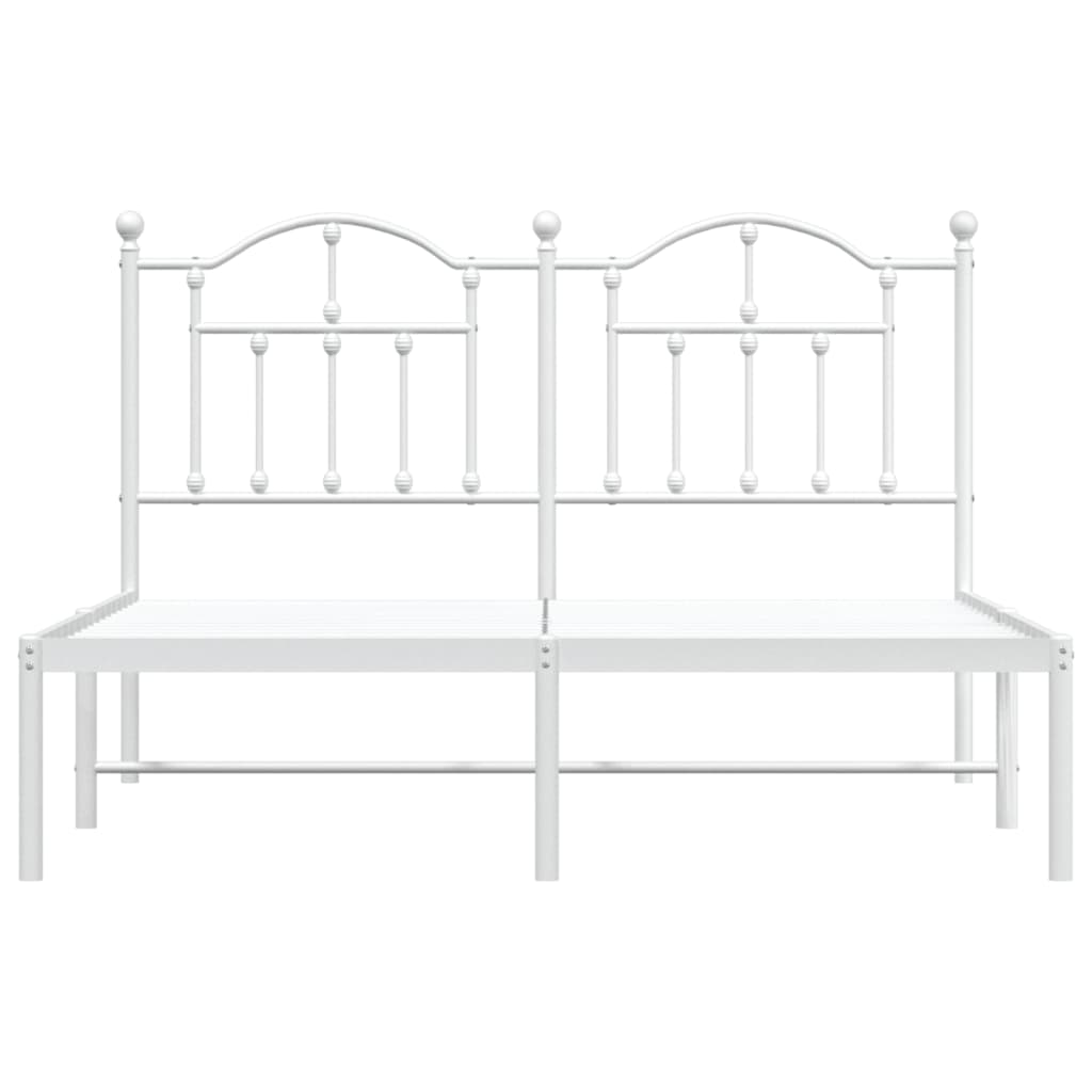 Cadre de lit métal sans matelas et tête de lit blanc 140x190 cm - XIOS