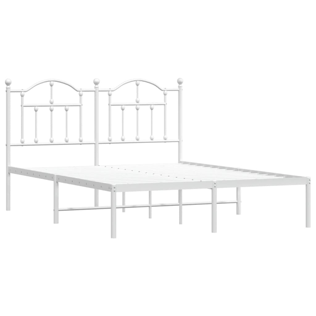 Cadre de lit métal sans matelas et tête de lit blanc 140x200 cm - XIOS