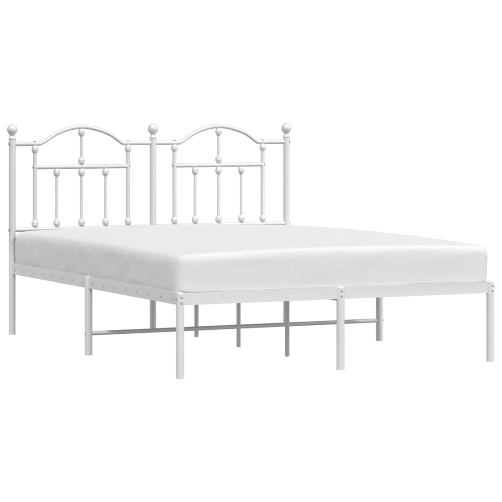 Cadre de lit métal sans matelas et tête de lit blanc 140x200 cm - XIOS