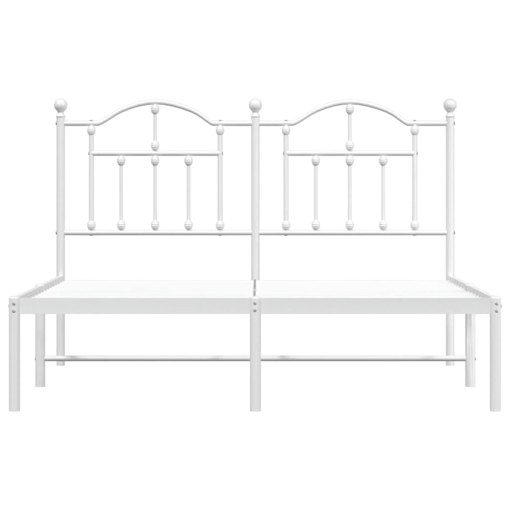 Cadre de lit métal sans matelas et tête de lit blanc 150x200 cm - XIOS