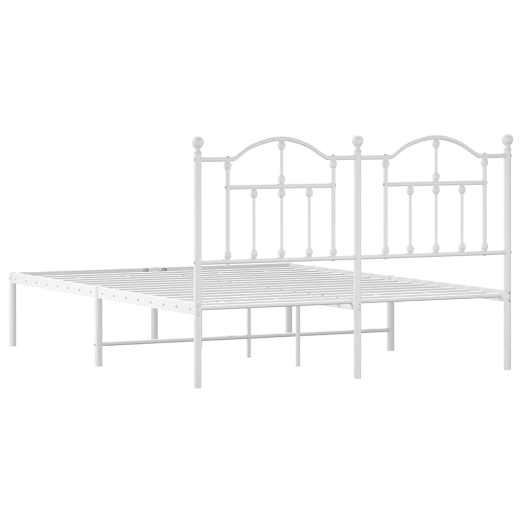 Cadre de lit métal sans matelas et tête de lit blanc 150x200 cm - XIOS