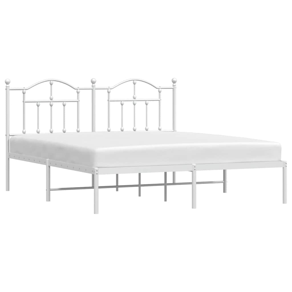 Cadre de lit métal sans matelas et tête de lit blanc 160x200 cm - XIOS
