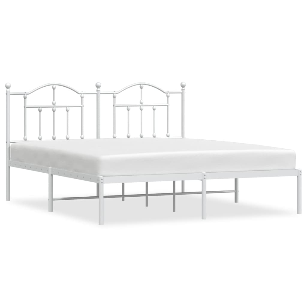 Cadre de lit métal sans matelas et tête de lit blanc 180x200 cm - XIOS