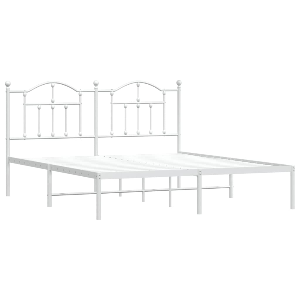 Cadre de lit métal sans matelas et tête de lit blanc 180x200 cm - XIOS