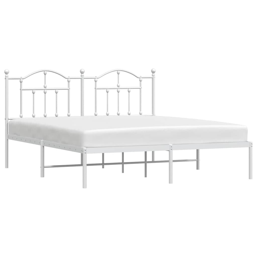 Cadre de lit métal sans matelas et tête de lit blanc 183x213 cm - XIOS