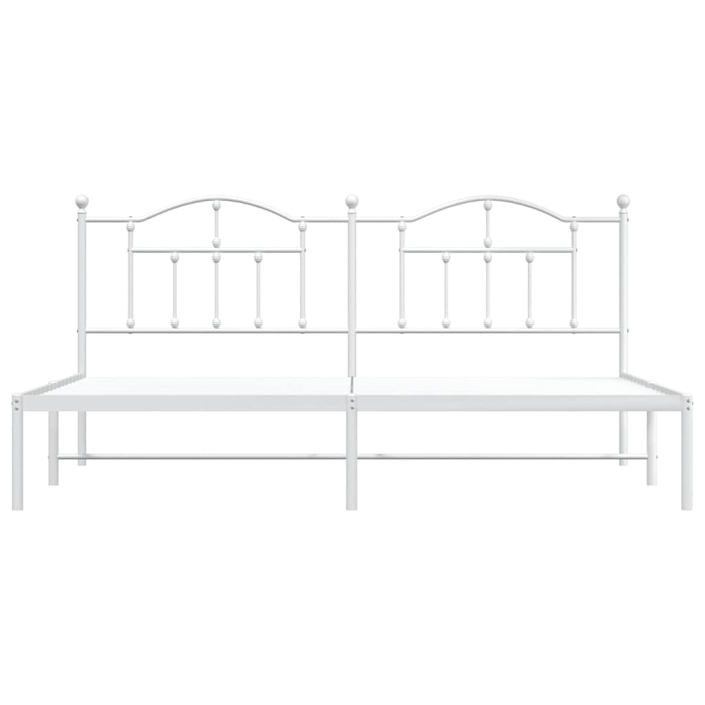 Cadre de lit métal sans matelas et tête de lit blanc 193x203 cm - XIOS