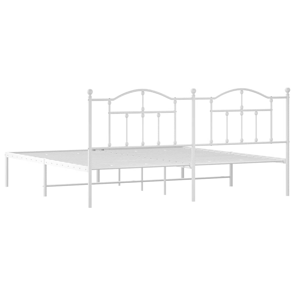 Cadre de lit métal sans matelas et tête de lit blanc 193x203 cm - XIOS
