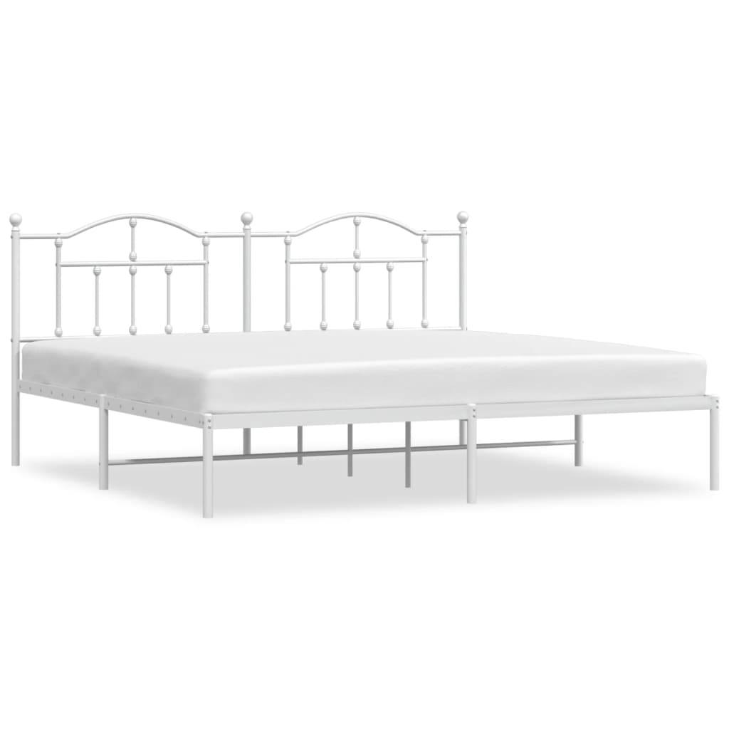 Cadre de lit métal sans matelas et tête de lit blanc 200x200 cm - XIOS