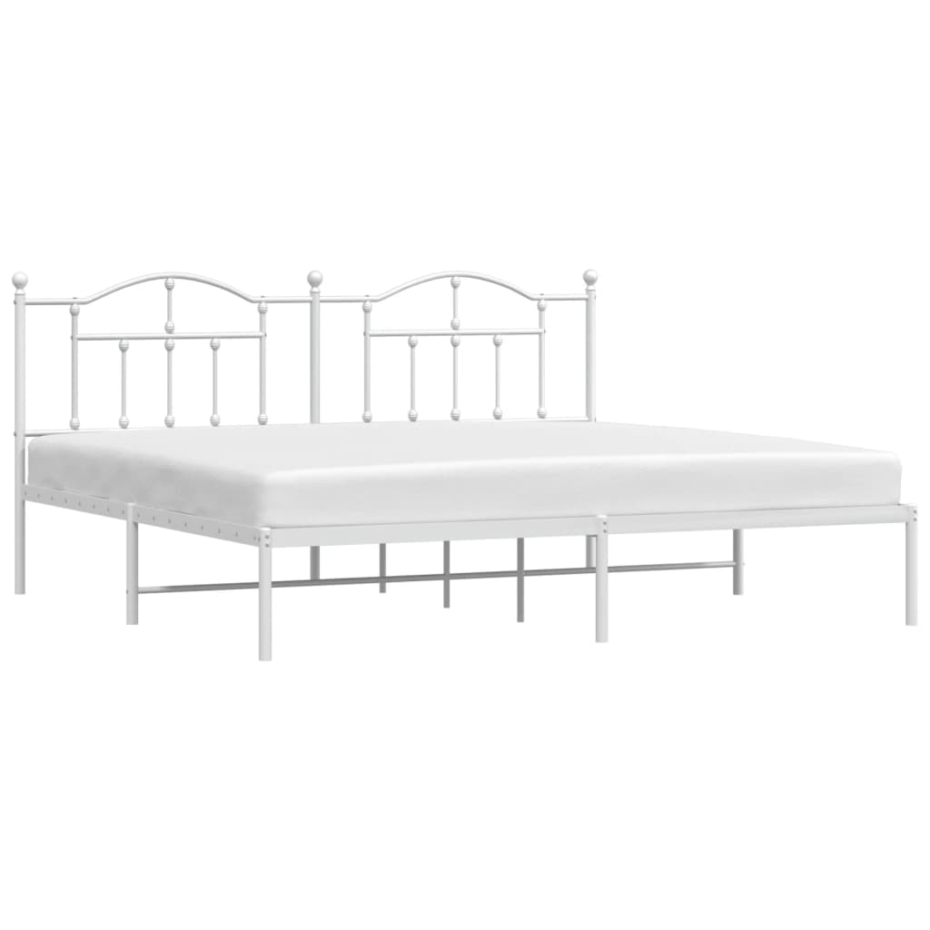 Cadre de lit métal sans matelas et tête de lit blanc 200x200 cm - XIOS