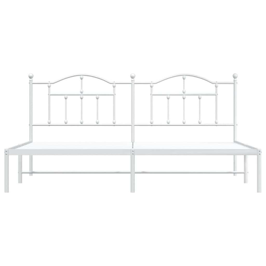 Cadre de lit métal sans matelas et tête de lit blanc 200x200 cm - XIOS
