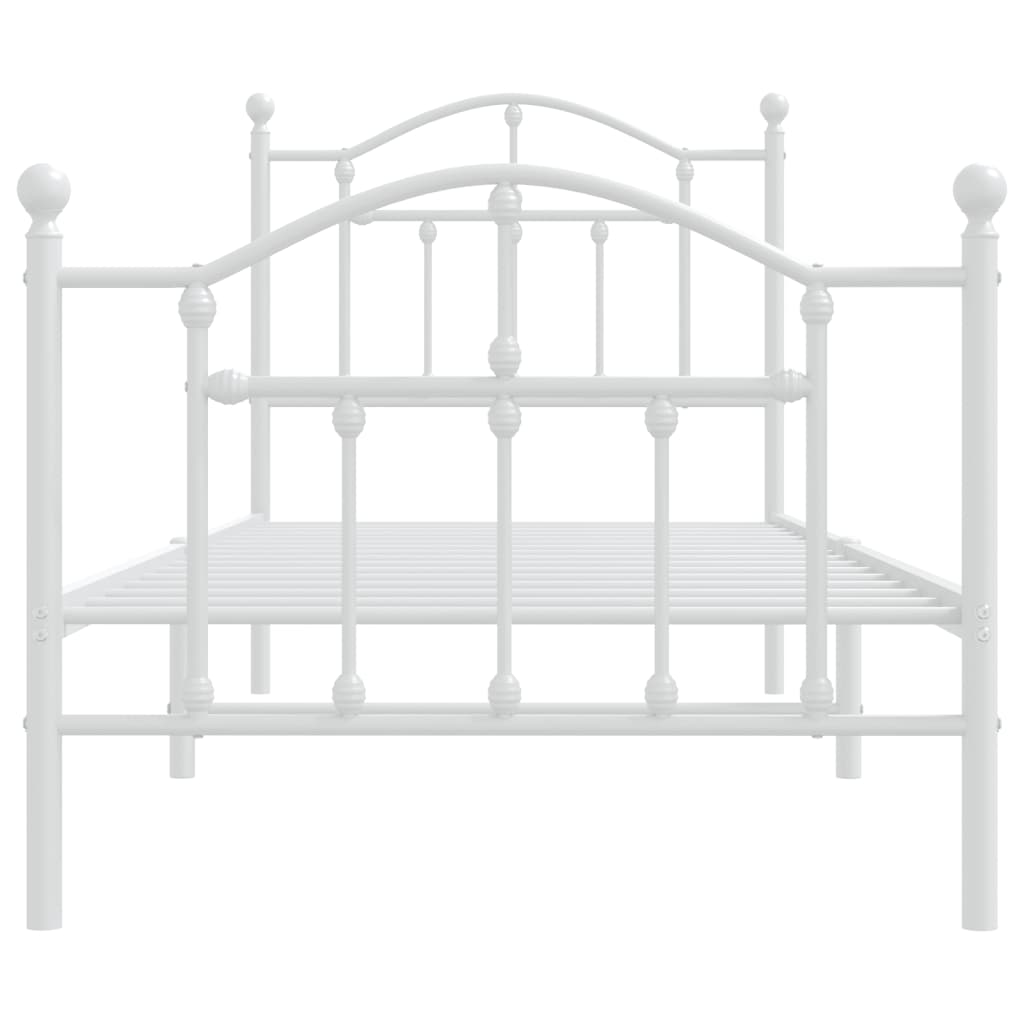 Cadre de lit métal sans matelas avec pied de lit blanc 80x200cm - XIOS