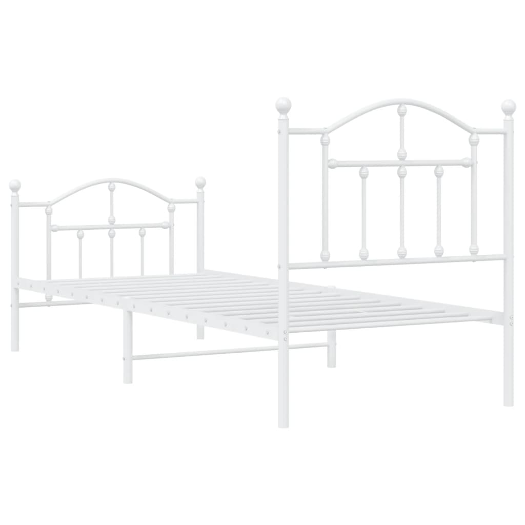 Cadre de lit métal sans matelas avec pied de lit blanc 80x200cm - XIOS