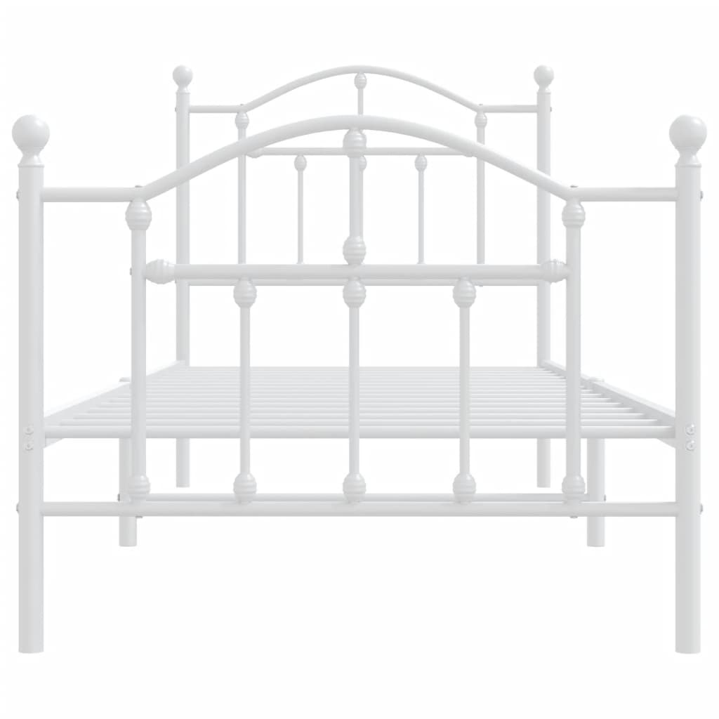 Cadre de lit métal sans matelas avec pied de lit blanc 90x190cm - XIOS
